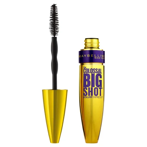 Vista 4 de Máscara de pestañas impermeable, Volum' Express The Colossal Big Shot, de la marca Maybelline New York , lavable, Blackest Black