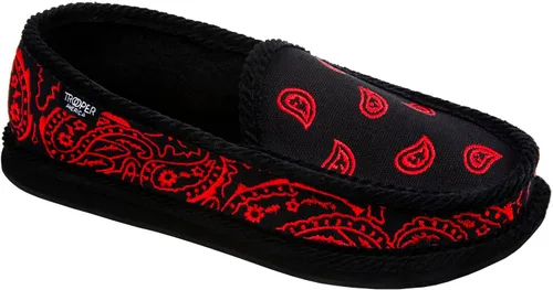 Trooper America KS-002E - Bandana bordada negra y roja con estampado de cachemira para hombre | Pantuflas acogedoras y coloridas | Ultra acolchadas