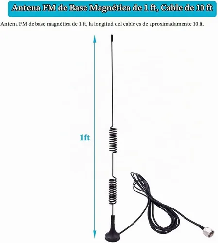 Vista 4 de Fancasee Antena FM universal Base magnética 75 Ohm Tornillo F macho enchufe con PAL BNC 0.138 in y adaptador de 75 a 300 ohmios conector coaxial