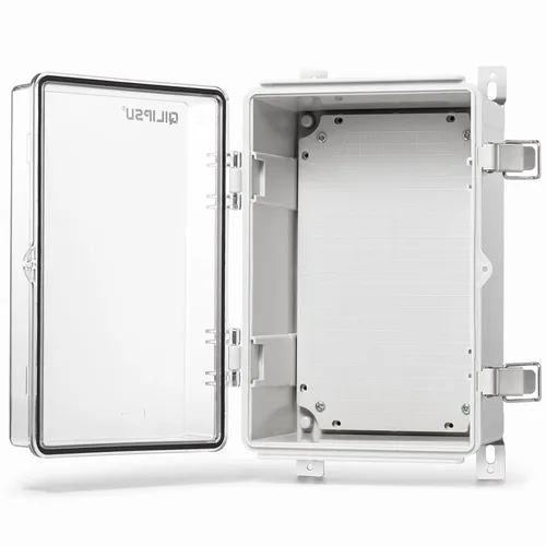 Vista 13 de QILIPSU - Caja de conexiones de acero inoxidable con tapa, bisagras y placa de montaje, universal, impermeable IP67, plástico ABS, gris, recinto