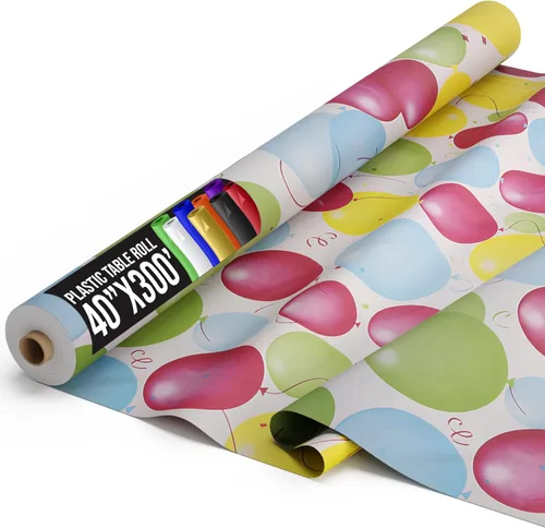 Vista 97 de Exquisito rollo de mantel de mesa de plástico aqua de Party Solids 4 piezas 40" X 300' Rollo de mantel de mesa de plástico - Rollos de mantel