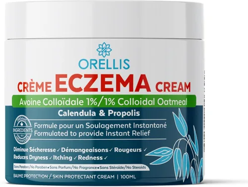 Crema para eccema con avena coloidal orgánica, caléndula y propóleos, ungüento natural para aliviar el eccema facial y cuerpo. Alivio instantáneo de
