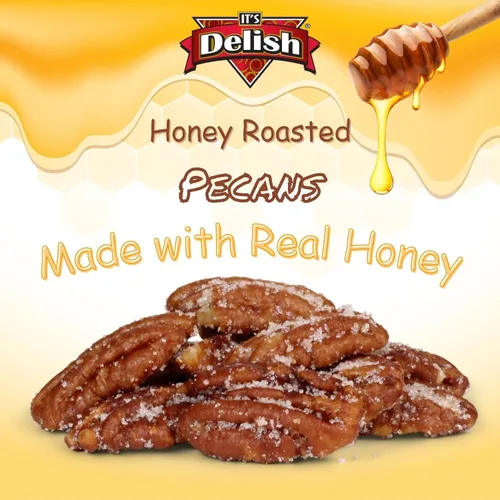 Vista 2 de It's Delish - Nueces pecanas tostadas con miel, bolsa a granel de 2 libras Nueces pecanas gourmet con revestimiento de azúcar y miel, nueces