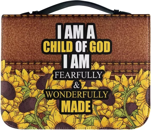 Vista 23 de Cozeyat American Flag Bible Cover Large Size Church Study Book Carrying Bag Highland Cow Bible Protective Case with Handle and Zippered Pocket for