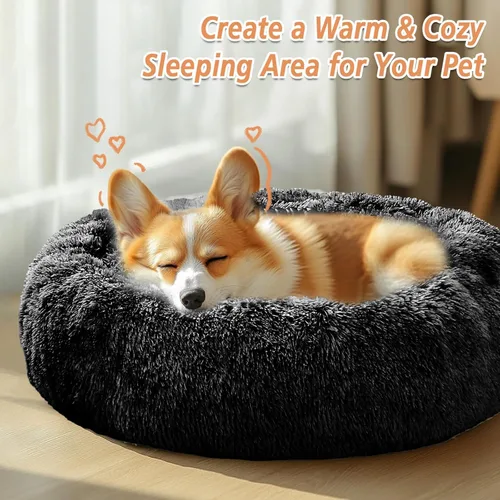 Vista 162 de JOLLYVOGUE Cama Calmante para Perros Pequeños - Cama para Perros Pequeños en Forma de Dona Lavable de 23 Pulgadas para Gatitos y Cachorros, Camas