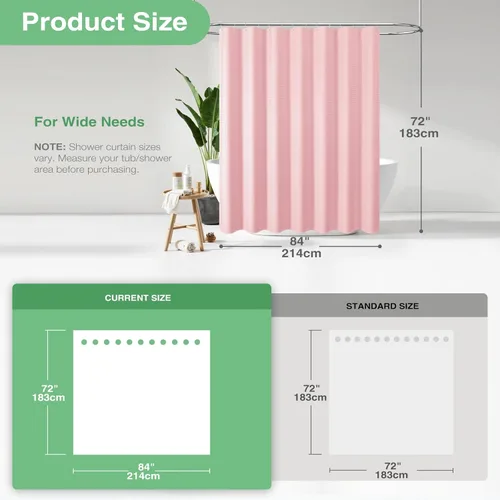 Vista 451 de Cortina de ducha de tela Dynamene verde oscuro - Cortinas de baño de tela de nido de abeja texturizadas resistentes, juego de cortinas de baño