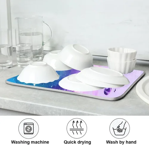 Vista 7 de Tapete de secado de platos súper absorbente, tapete de microfibra de secado rápido, 16 x 18 pulgadas, almohadilla de secado de platos de cocina