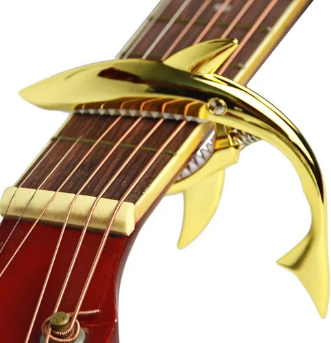 Vista 10 de Shark Capo, Clip de tono de aleación de zinc para acústico, folk, guitarra eléctrica y ukelele (negro)