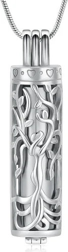 Collar de urna celta de flores, barra cilíndrica, collar de urna en forma de corazón para cenizas, árbol de la vida, joyería de cremación, collar