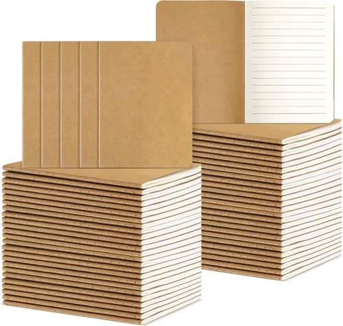 Colarr 60 mini cuadernos de 5.5 x 4 pulgadas, 30 hojas de diario pequeño a granel en blanco, cuaderno pequeño de papel kraft para estudiantes, aula,