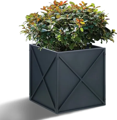 Vista 8 de BAYN Macetero Cuadrado de Metal Maceteros Altos para Plantas de Exterior Moderno Resistente con Agujeros de Drenaje para Exterior Interior Patio