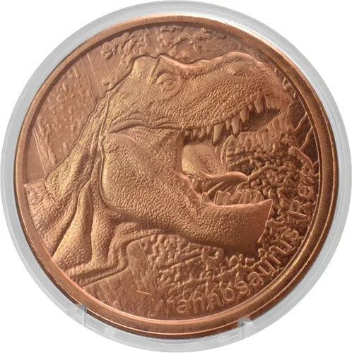 Vista 12 de Dinosaurio Pteranodon Prehistórico - 1 onza.999 cobre puro redondo coleccionable de 39mm moneda de desafío en cápsula - COA de Heavenly Metals
