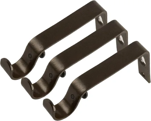 Vista 13 de KAMANINA Soporte de barra de cortina doble resistente para barras de 1 y 3/4 pulgadas, juego de 2 soportes dobles, plateado antiguo