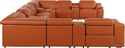 Vista 47 de BlackJack Furniture Venice - Sofá modular de cuero italiano de grano superior de 5 piezas con 3 reclinables eléctricos, reposacabezas ajustable