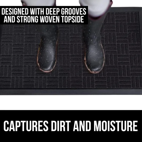 Vista 4 de Gorilla Grip Felpudo y protector comercial, tapete de puerta de 23 x 35 pulgadas, resistente a la decoloración, tapetes de bienvenida en tamaño 29 x