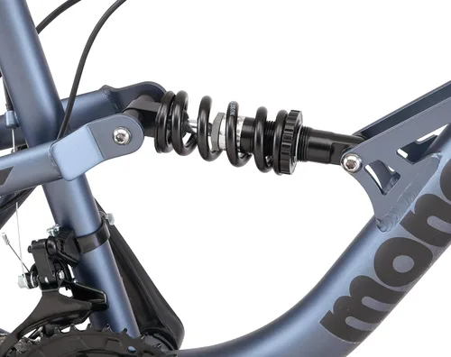 Vista 5 de Mongoose Status - Bicicleta de montaña, bicicleta de 26 pulgadas para hombres y mujeres, 21 velocidades, cuadro de suspensión de aluminio, triángulo