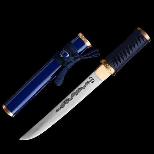 Vista 8 de Cuchillo de acero al manganeso 1065 hecho a mano con accesorios de cobre