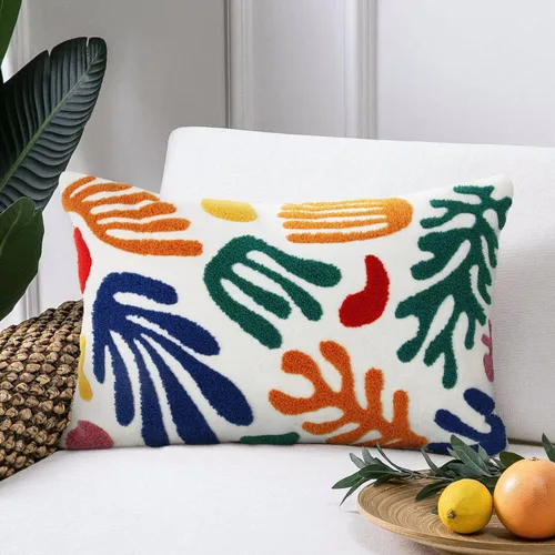 Vista 18 de Merrycolor Fundas de almohada abstractas de estilo bohemio coloridas con líneas de cara de mujer, lindas fundas de almohada estéticas de mediados