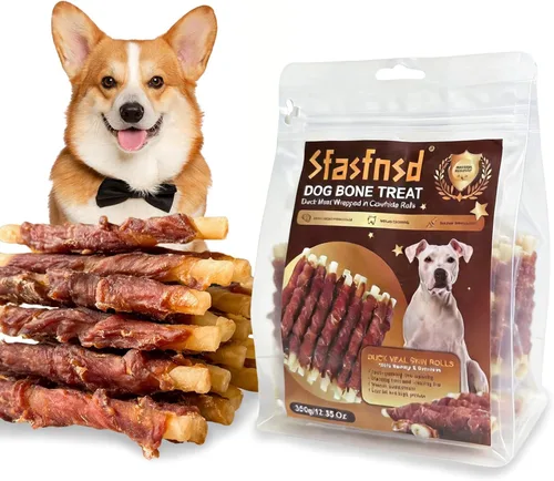 Golosinas de cuero crudo envueltas en pato para perros masticables dentales Palitos masticables de piel cruda envueltos en pato real, con alto