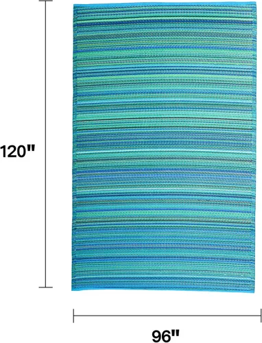 Vista 129 de Fab Habitat Alfombra Rayada para Exteriores - Impermeable, Resistente a la Decoloración, Sin Arrugas, Reversible - Plástico Reciclado Premium