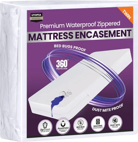 Vista 9 de Utopia Bedding Funda de colchón impermeable de alta calidad, protector de colchón individual con cremallera, 6 pulgadas de profundidad, a prueba