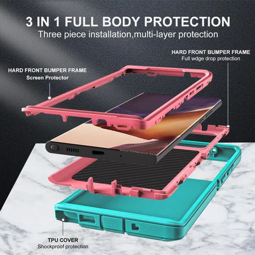 Vista 4 de YKHJKLEC Funda para Samsung Galaxy Note 20 Ultra, con 2 piezas [protector de pantalla de TPU flexible autorreparable y protector de lente de cámara]