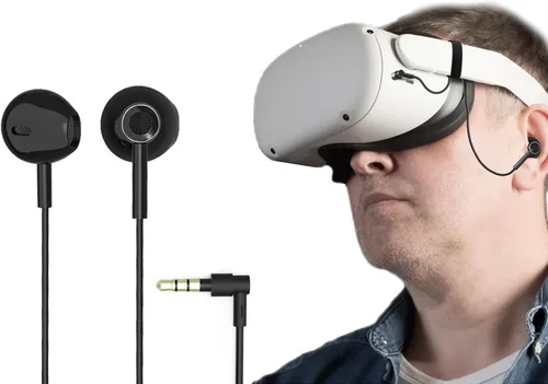 VR Earphones for Oculus Quest 2 Semi-in-Ear Headphones for Virtual Reality Gaming Headset, 0 Latency 3.5 mm