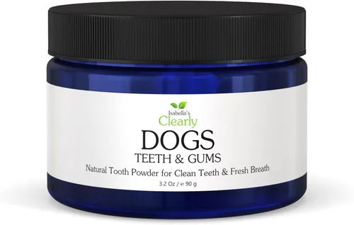 Isabella's Clearly Dientes y encías para perros | Polvo de limpieza dental natural | Alternativa de pasta de dientes para perros sin enjuague con