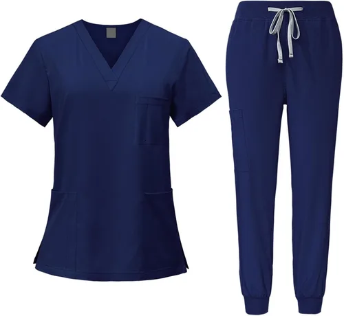 Vista 6 de Fancyes Conjunto de ropa de trabajo para enfermera, cuello en V, parte superior y pantalón deportivo