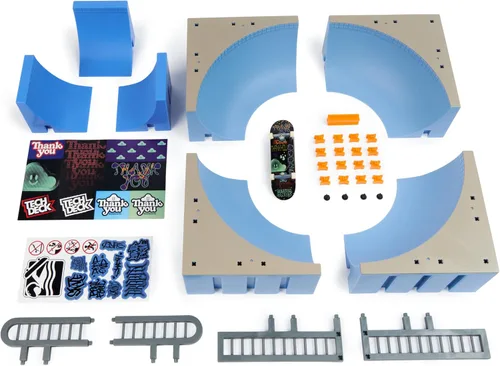 Vista 9 de Tech Deck, Daewon Mega Bowl, X-Connect Park Creator, juego de rampas personalizable y construible con monopatín de dedos exclusivo, juguete