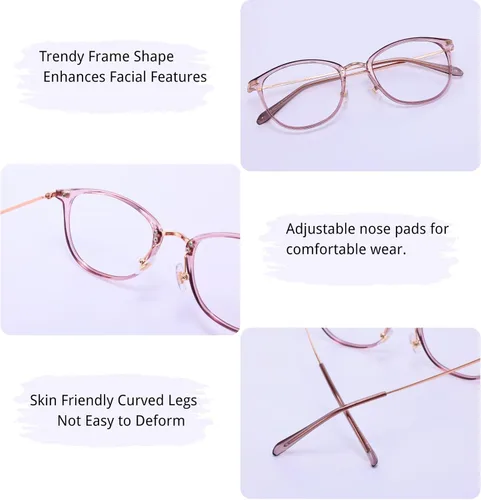 Vista 4 de Firmoo Blue Light Glasses, Vintage Overall Round Readers Lightweight Computer Eyewear Frame for Women Men