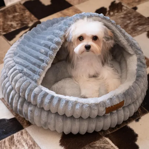 Vista 7 de CHEERPALS Cama tipo cueva para gatos de interior, cama para gatos cubierta lavable con capucha, cama suave y esponjosa para mascotas para cachorros