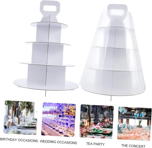 Vista 2 de Mobestech Capas Caja de pastel Caja de embalaje de pastel de papel de 4 capas Caja de embalaje de postres Manija de la caja para tiendas Panaderías