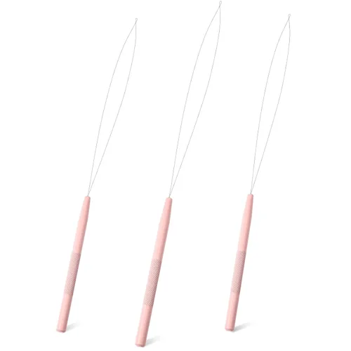 Vista 8 de NEWISHTOOL Extensiones de cabello de acero inoxidable, herramienta de gancho para tirar de aguja, 3 piezas de micro agujas enhebrador de alambre