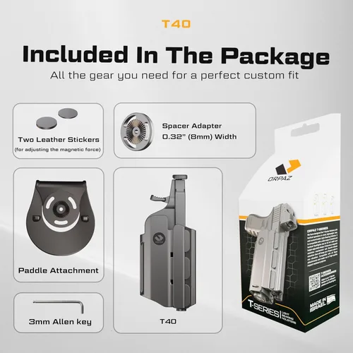 Vista 9 de Orpaz Funda de rodamiento de luz T40, funda ajustable y modular con linterna que se adapta a la mayoría de pistolas y la mayoría de luces, láser
