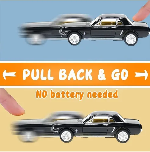 Vista 2 de KiNSMART 1964 1/2 Ford Mustang 1:36 Escala Modelo de coche clásico de metal fundido a presión de 12,7 cm (Negro)