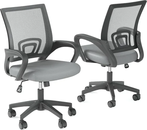 Vista 13 de OS MOTOR Sillas de oficina en casa, sillas de escritorio ergonómicas de malla con respaldo medio con soporte lumbar, diseño giratorio ajustable