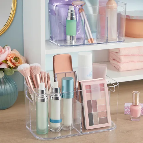 Vista 6 de STORi Bliss Organizador de Almacenamiento de Cosméticos de Plástico de 5 Compartimentos Transparente Contenedor de Maquillaje Rectangular