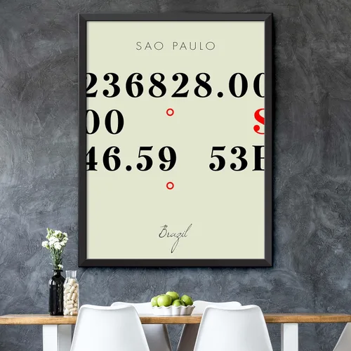 Vista 5 de Mapa de Sao Paulo, Brasil, Coordenadas Multilíneas de Colores (18x24)