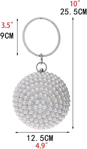 Vista 2 de Tngan Bolso de noche para mujer, bola redonda, bolso de boda, bolso de perlas artificiales