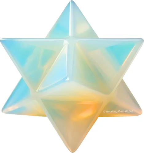 Vista 27 de Amazing Gemstone Cristal de Merkaba de piedra lunar arcoíris, estrella metafísica de Merkaba de 1 pulgada para meditación, cristal de tetraedro