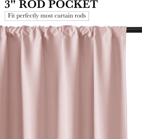 Vista 3 de RYB HOME Cortinas cortas 100% opacas para ventana pequeña, aislamiento térmico, oscurecimiento total de la habitación, cortinas reductoras de ruido