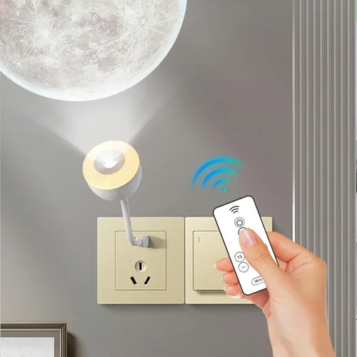 Vista 5 de Proyector de luz nocturna de luna, lámpara de proyector USB con 3 modos LED ambientales, control remoto, luz nocturna, dormitorio, sala de estar