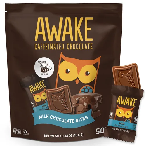 Vista 14 de AWAKE - Bocaditos de chocolate con cafeína - 50mg de cafeína - Barras energéticas de tamaño bocado - Snacks bajos en calorías - Keto - Sin gluten