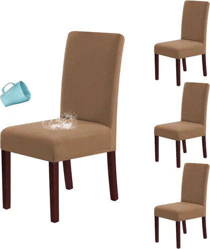 Vista 12 de H.VERSAILTEX Juego de 2 fundas 100% impermeables para sillas de comedor, fundas elásticas para sillas de comedor, fundas protectoras para sillas