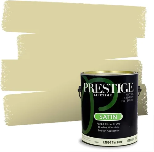 Vista 215 de PRESTIGE Pinturas de pintura exterior e imprimación en uno, 1 galón, plano, combinación comparable de Benjamin Moore* Manzanilla*
