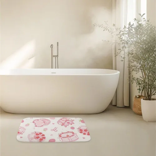 Vista 6 de Alfombra de noche rosa con estampado de pasteles de 18 x 30 pulgadas, tapetes de goma para piso, antimicrobianos, altamente absorbentes