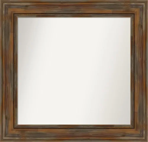 Vista 108 de Amanti Art Espejo de baño marrón para sobre fregadero, 26 x 26 pulgadas, espejo de tocador cuadrado marrón rústico Alexandria, marco de madera