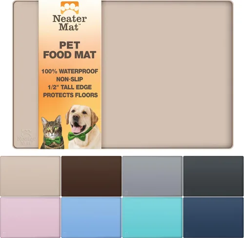 Vista 13 de Neater Pet Brands Neater Mat - Tapetes para mascotas para comida y agua, tapete para tazón de gato y perro, de silicona impermeable, bandeja