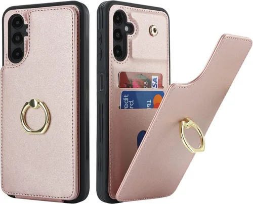 Vista 36 de Lipvina Funda para Samsung Galaxy A03s con tarjetero, Galaxy A03s para mujer, tarjetero de crédito, soporte con anillo, bonita funda para teléfono